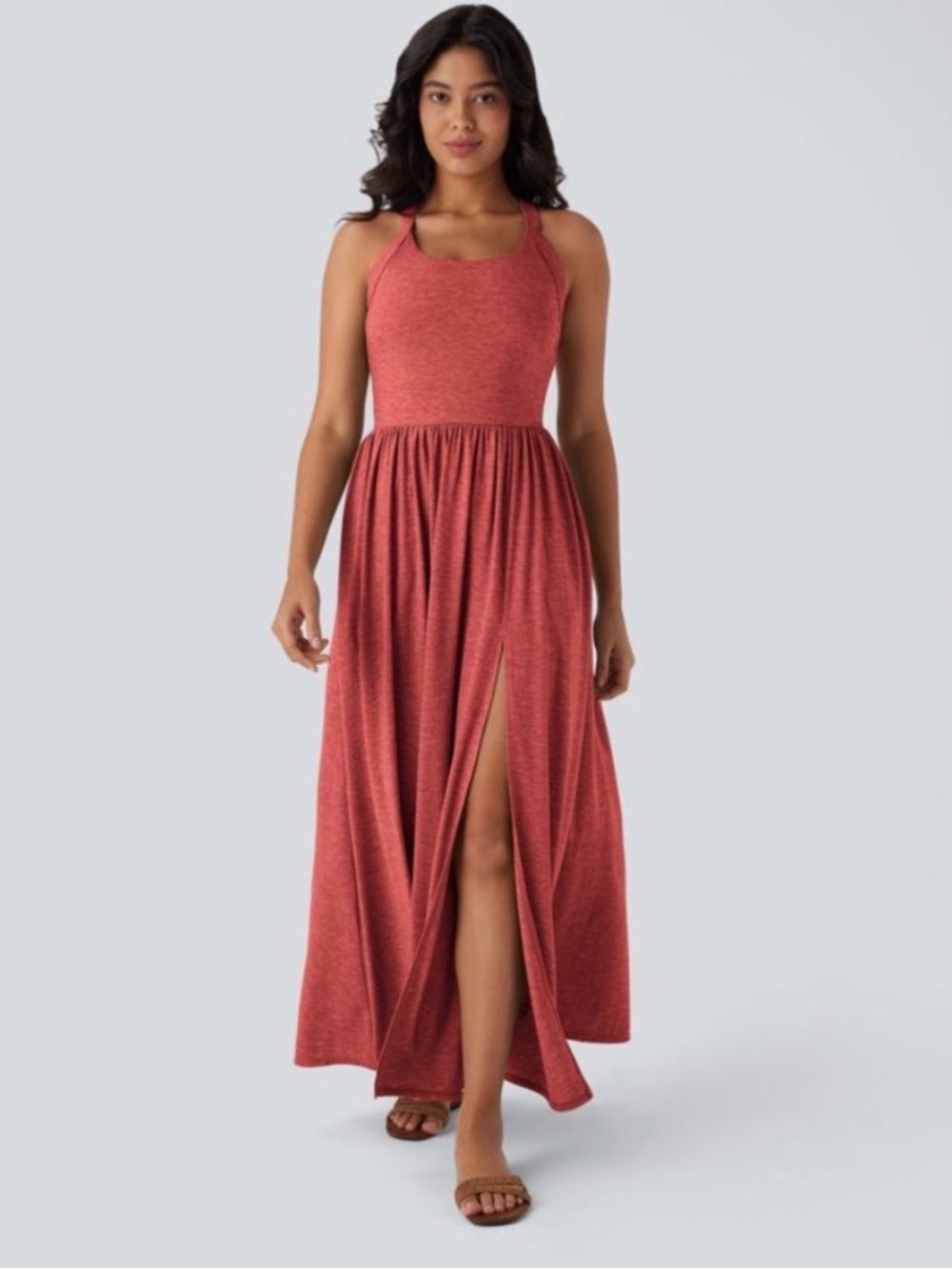 NWT HALARÁ CORAL HALTER OPEN BACK TWIST MAXI DRESS SZ M $79